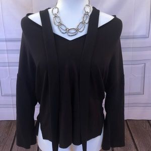 ZARA w/b collection shirt with tie in front